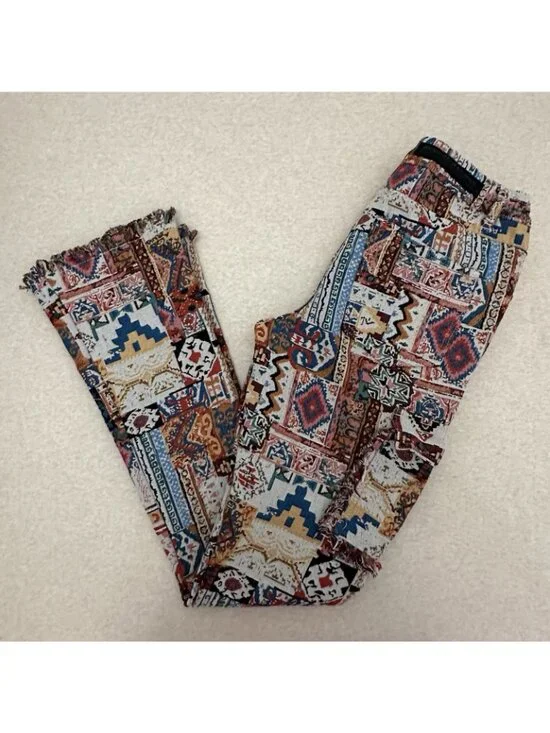 Rockstar Original Men’s Size 32 Boho Patchwork Pants Flare Leg Orange Tribal - Picture 8 of 11